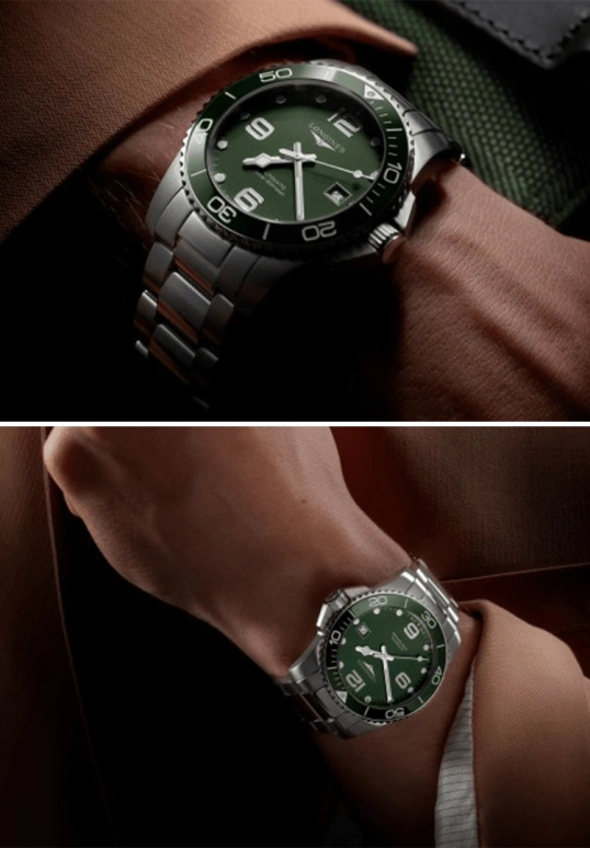 Longines,HydroConquest 43mm,43mm,Stainless Steel,Green,Automatic,Day,72hours,L3,L3.782.4.06.6