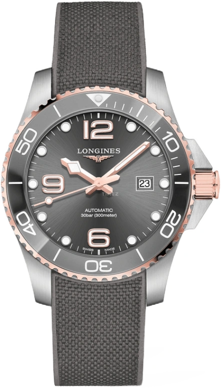 Longines,HydroConquest 43mm,43mm,Ceramic,Stainless Steel,Grey,Automatic,Date,64hours,L3,L3.782.3.78.9