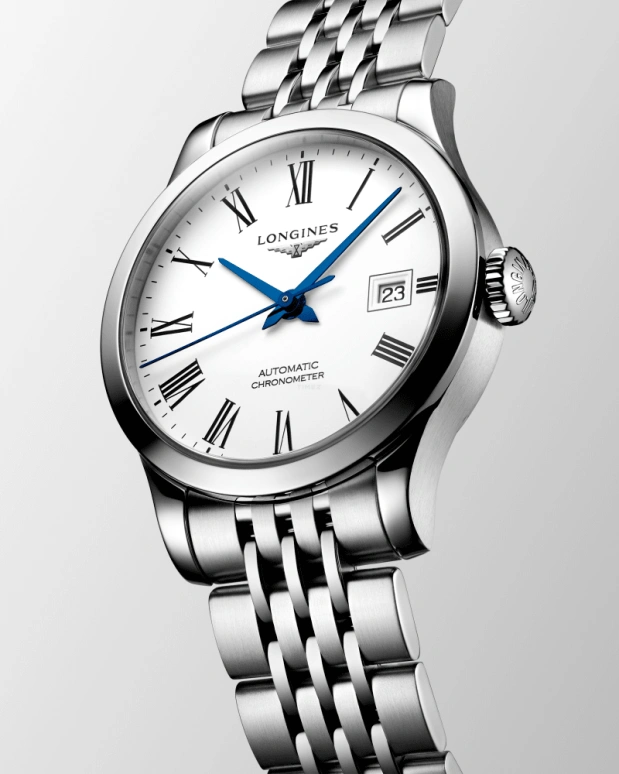 Longines,Record 30mm,30mm,Stainless Steel,White,Automatic,Date,40hours,L2,L2.321.4.11.6