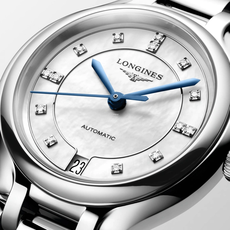 Longines,PrimaLuna 34mm,34mm,Stainless Steel,White,Automatic,Day,64hours,L8,L8.124.4.87.6