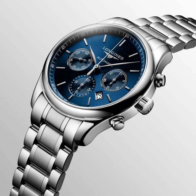 Longines,Master 42mm,42mm,Stainless Steel,Blue,Automatic,Chronograph,Day,Column Wheel,L2,L2.759.4.92.6
