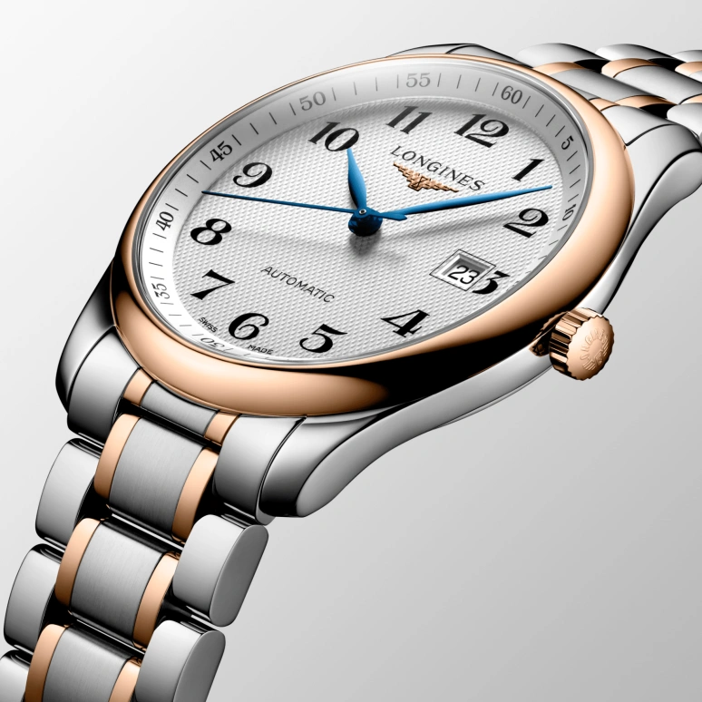 Longines,Master 40mm,40mm,Pink Gold,Stainless Steel,Silver,Automatic,Date,65hours,L2,L2.793.5.79.7