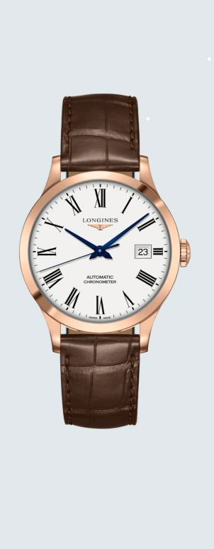 Longines,Record 38.50mm,38.50mm,Pink Gold,Stainless Steel,White,Automatic,Date,64hours,L2,L2.820.8.11.2