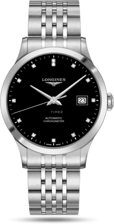 Longines,Record 40mm,40mm,Stainless Steel,Black,Automatic,Date,64hours,L2,L2.821.4.57.6