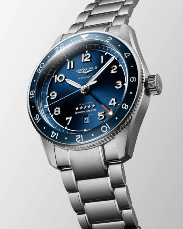 Longines,Spirit 42mm,42mm,Stainless Steel,Blue,Automatic,Date,65hours,L3,L3.812.4.93.6