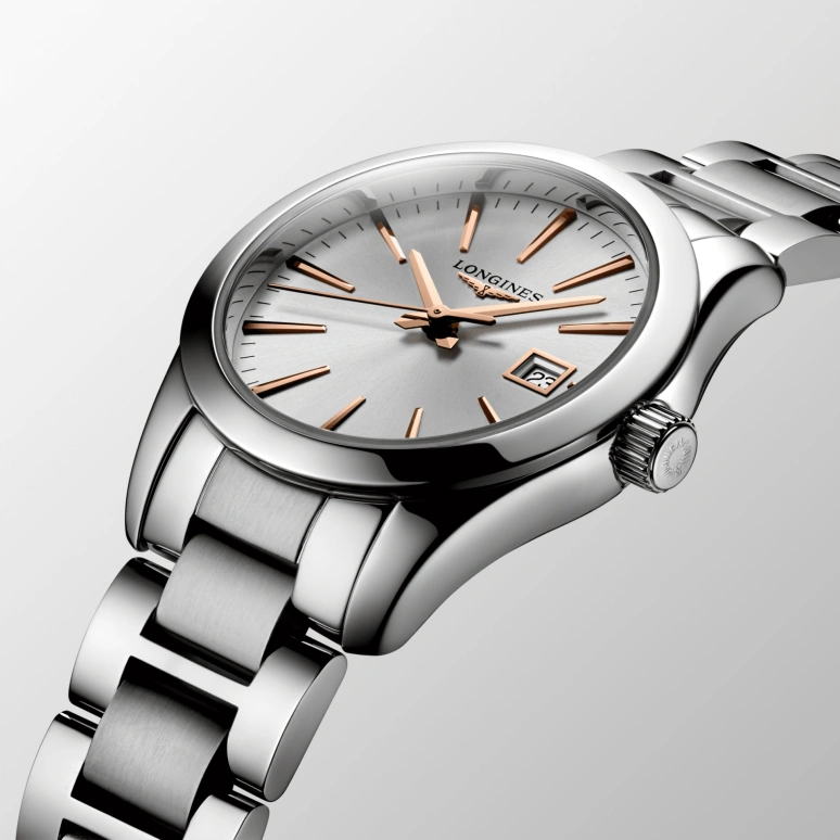 Longines,Conquest Classic 29.50mm,29.50mm,Stainless Steel,Silver,Quartz,Date,Jumping Minutes,L2,L2.286.4.72.6