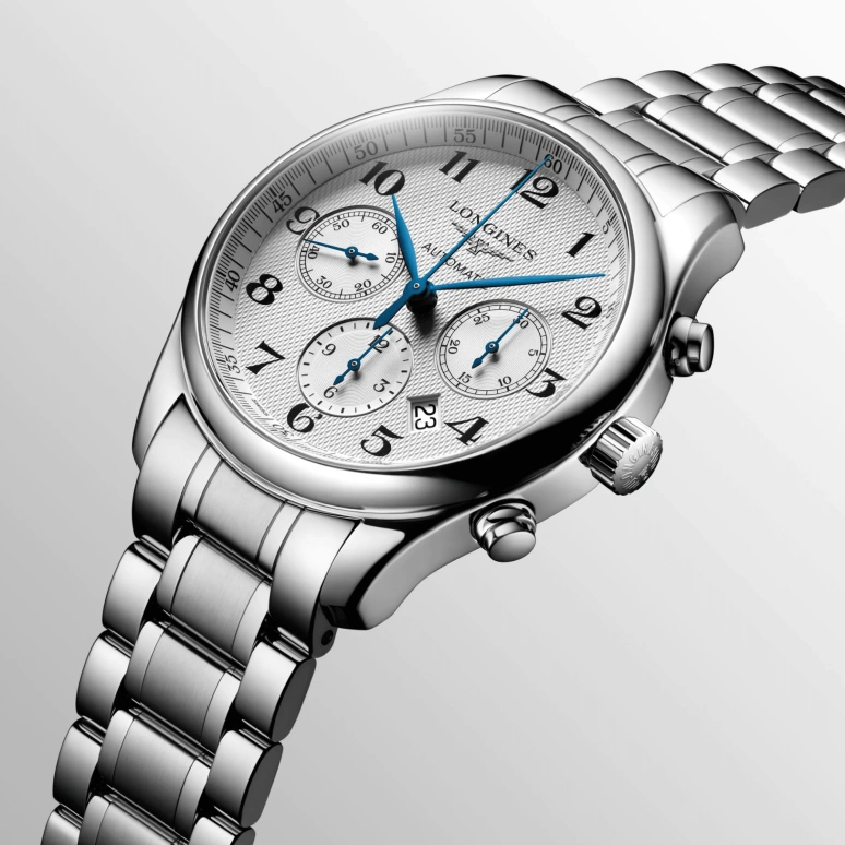 Longines,Master 42mm,42mm,Stainless Steel,Silver,Automatic,Chronograph,Moonphase,Date,Column Wheel,54hours,In-house Caliber,L2,L2.759.4.78.6