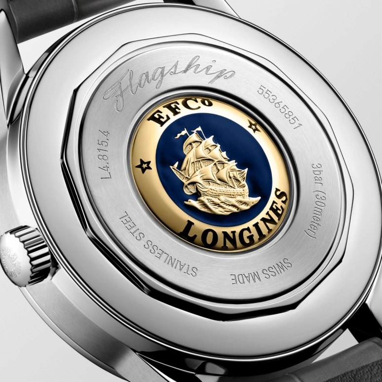 Longines,Flagship 38.50mm,38.50mm,Stainless Steel,Silver,Automatic,Moonphase,Day,L4,L4.815.4.72.2