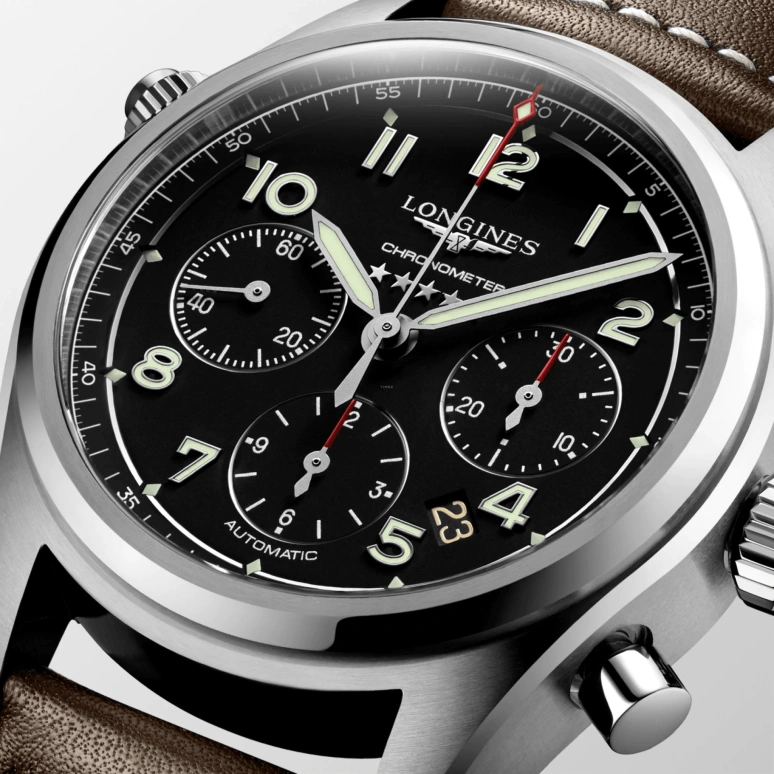 Longines,Spirit 42mm,42mm,Stainless Steel,Black,Automatic,Chronograph,Date,Column Wheel,L3,L3.820.4.53.0