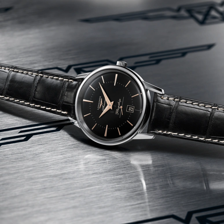 Longines,Heritage Classic 38.50mm,38.50mm,Stainless Steel,Black,Automatic,Date,42hours,L4,L4.795.4.58.0