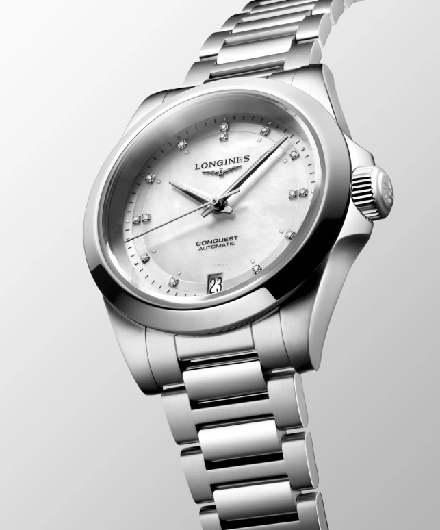 Longines,Conquest 34mm,34mm,Stainless Steel,White,Automatic,Day,72hours,L3,L3.430.4.87.6