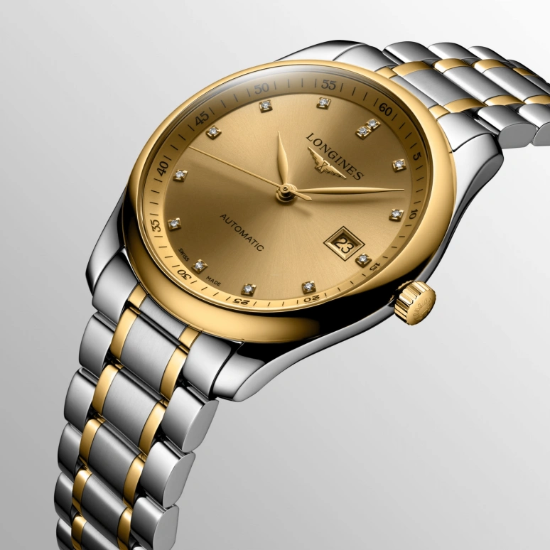 Longines,Master 40mm,40mm,Yellow Gold,Stainless Steel,Champagne,Automatic,Date,65hours,L2,L2.793.5.37.7