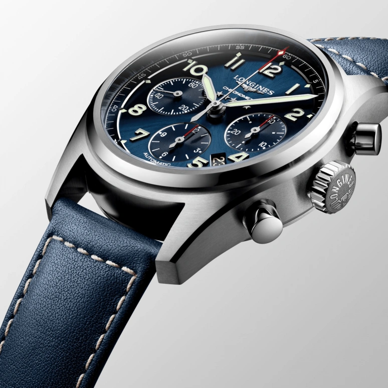Longines,Spirit 42mm,42mm,Stainless Steel,Blue,Automatic,Chronograph,Date,Column Wheel,L3,L3.820.4.93.0