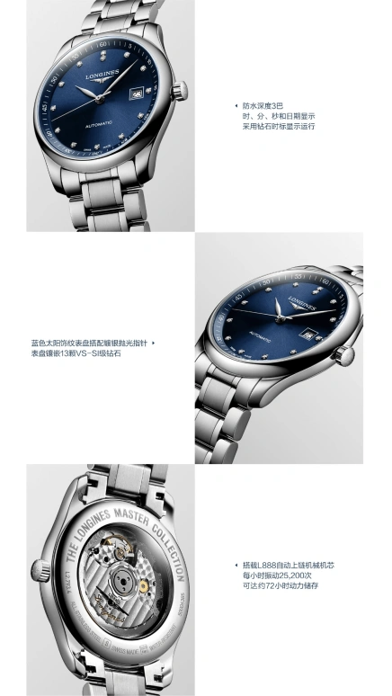 Longines,Master 40mm,40mm,Stainless Steel,Blue,Automatic,Date,65hours,L2,L2.793.4.97.6