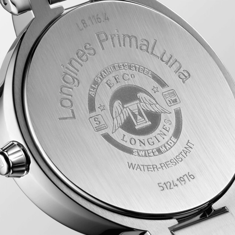 Longines,PrimaLuna 34mm,34mm,Stainless Steel,White,Quartz,Moonphase,Date,L8,L8.116.4.87.6