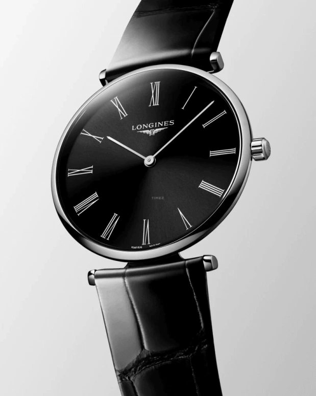 Longines,Elegant 38mm,38mm,Stainless Steel,Black,Quartz,In-house Caliber,Sapphire,L4,L4.866.4.51.2