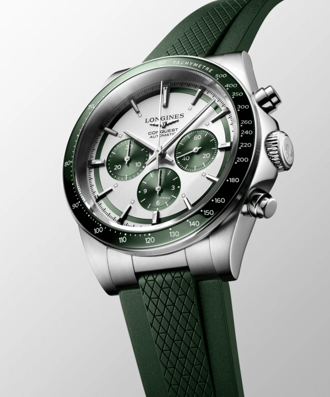 Longines,Sport 42mm,42mm,Stainless Steel,Green,Silver,Automatic,Chronograph,Anti-magnetic,L3,L3.835.4.02.9