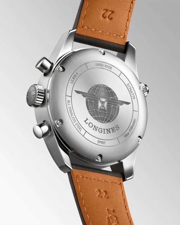 Longines,Spirit 42mm,42mm,Stainless Steel,Black,Automatic,Chronograph,Date,Column Wheel,L3,L3.820.4.53.0