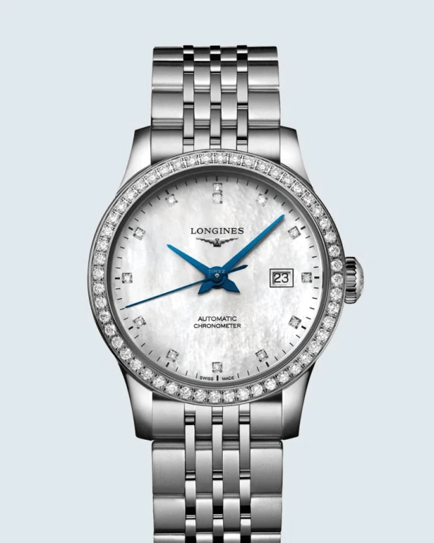 Longines,Record 30mm,30mm,Stainless Steel,White,Automatic,Date,40hours,L2,L2.321.0.87.6