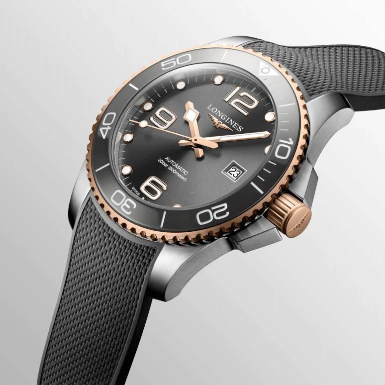 Longines,HydroConquest 43mm,43mm,Ceramic,Stainless Steel,Grey,Automatic,Date,64hours,L3,L3.782.3.78.9