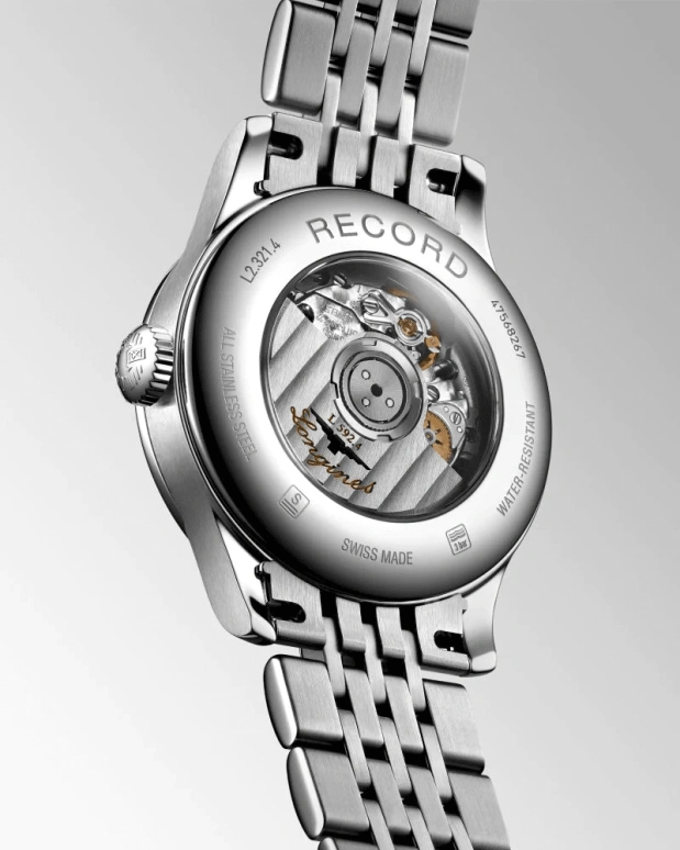 Longines,Record 30mm,30mm,Stainless Steel,White,Automatic,Date,40hours,L2,L2.321.4.87.6