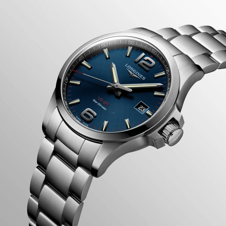 Longines,Conquest V.H.P. 43mm,43mm,Stainless Steel,Blue,Quartz,Date,In-house Caliber,L3,L3.726.4.96.6