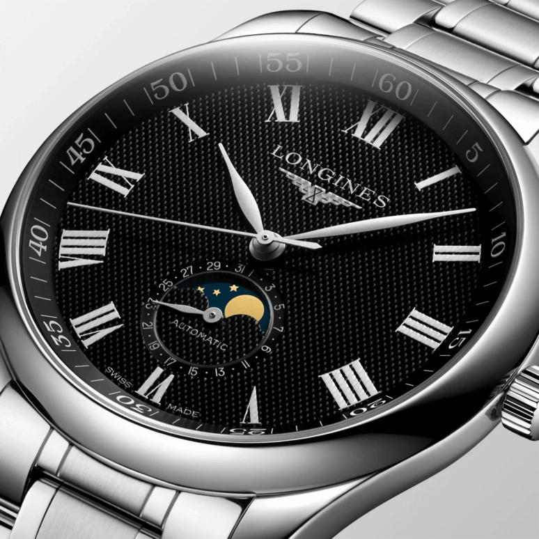 Longines,Master 42mm,42mm,Stainless Steel,Black,Automatic,Moonphase,Date,L2,L2.919.4.51.6