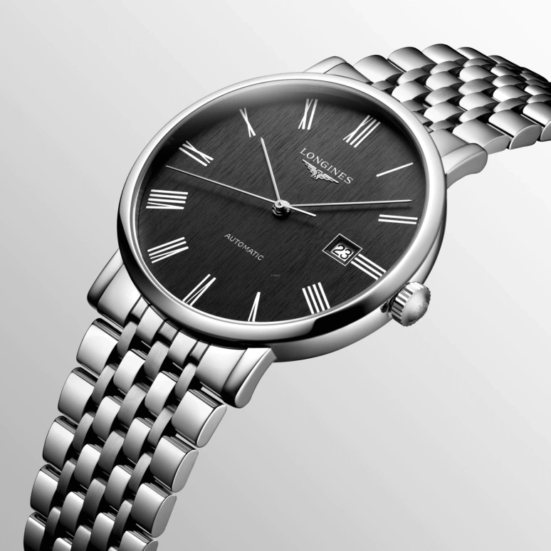 Longines,Elegant 41mm,41mm,Stainless Steel,Black,Automatic,Day,72hours,L4,L4.911.4.71.6