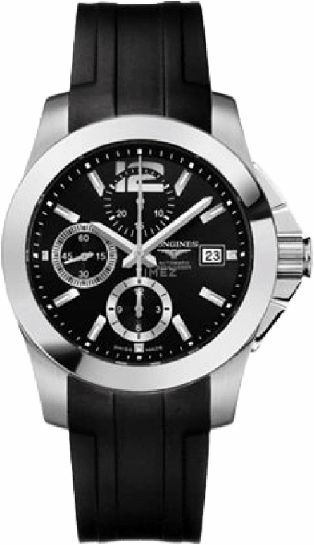 Longines,Conquest 41mm,41mm,Stainless Steel,Black,Automatic,Chronograph,Date,L3,L3.662.4.56.2