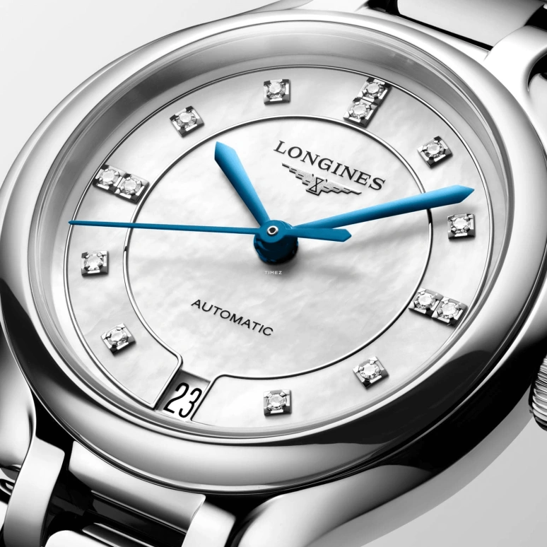 Longines,PrimaLuna 34mm,34mm,Stainless Steel,White,Automatic,Day,64hours,L8,L8.124.4.87.2