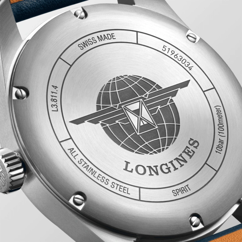 Longines,Spirit 42mm,42mm,Stainless Steel,Blue,Automatic,Date,64hours,L3,L3.811.4.93.0