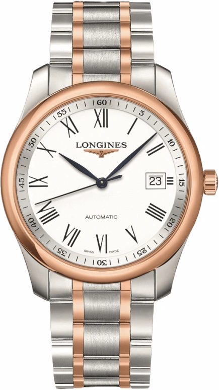 Longines,Master 40mm,40mm,Pink Gold,Stainless Steel,White,Automatic,Date,65hours,L2,L2.793.5.11.7