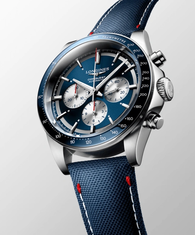 Longines,Conquest 42mm,42mm,Stainless Steel,Ceramic,Blue,Automatic,Chronograph,59hours,L3,L3.835.4.91.2