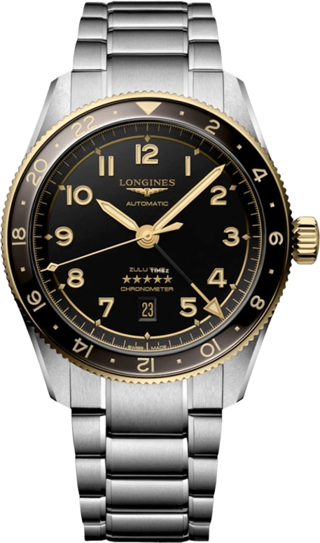 Longines,Spirit 42mm,42mm,Stainless Steel,Black,Automatic,Day,Dule Time,L3,L3.812.5.53.6