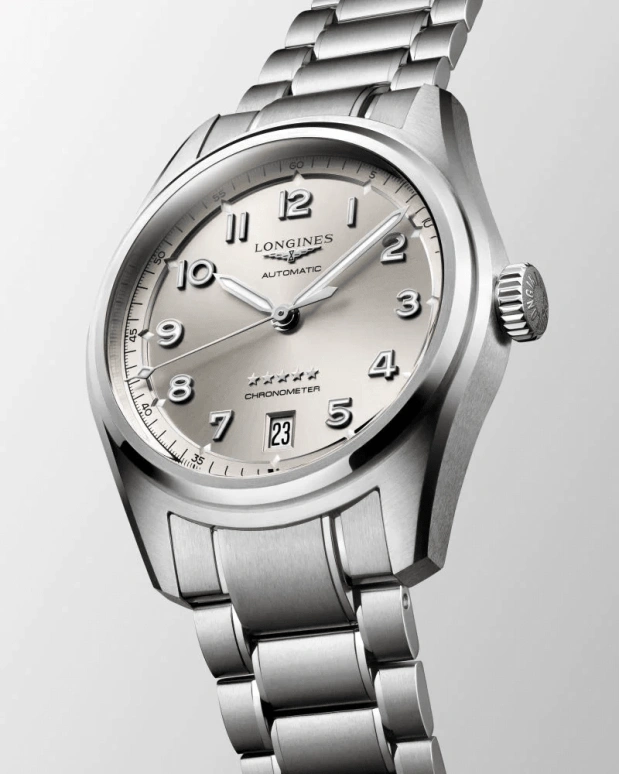 Longines,Spirit 37mm,37mm,Stainless Steel,Champagne,Automatic,Date,64hours,L3,L3.410.4.63.6