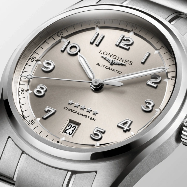 Longines,Spirit 37mm,37mm,Stainless Steel,Champagne,Automatic,Date,64hours,L3,L3.410.4.63.6