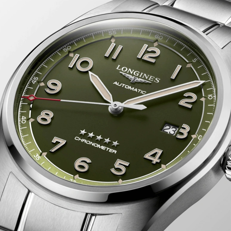 Longines,Spirit 42mm,42mm,Stainless Steel,Green,Automatic,Date,64hours,L3,L3.811.4.03.6