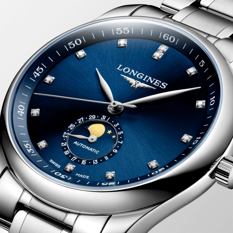 Longines,Master 40mm,40mm,Stainless Steel,Blue,Automatic,Moonphase,Day,L2,L2.909.4.97.6