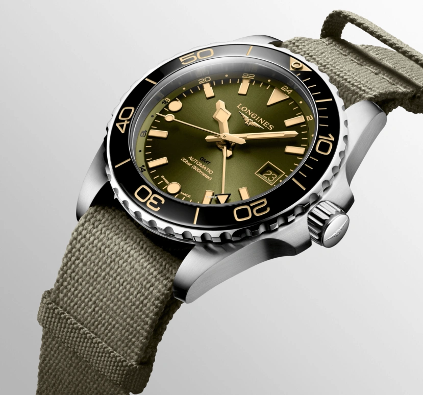 Longines,Sport 41mm,41mm,Stainless Steel,Green,Automatic,Day,Dule Time,L3,L3.790.4.06.2