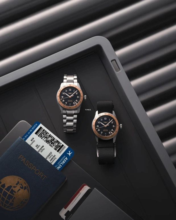 Longines,Spirit 39mm,39mm,Stainless Steel,Pink Gold,Black,Automatic,Day,Dule Time,GMT,Anti-magnetic,65hours,In-house Caliber,L3,L3.803.5.53.6