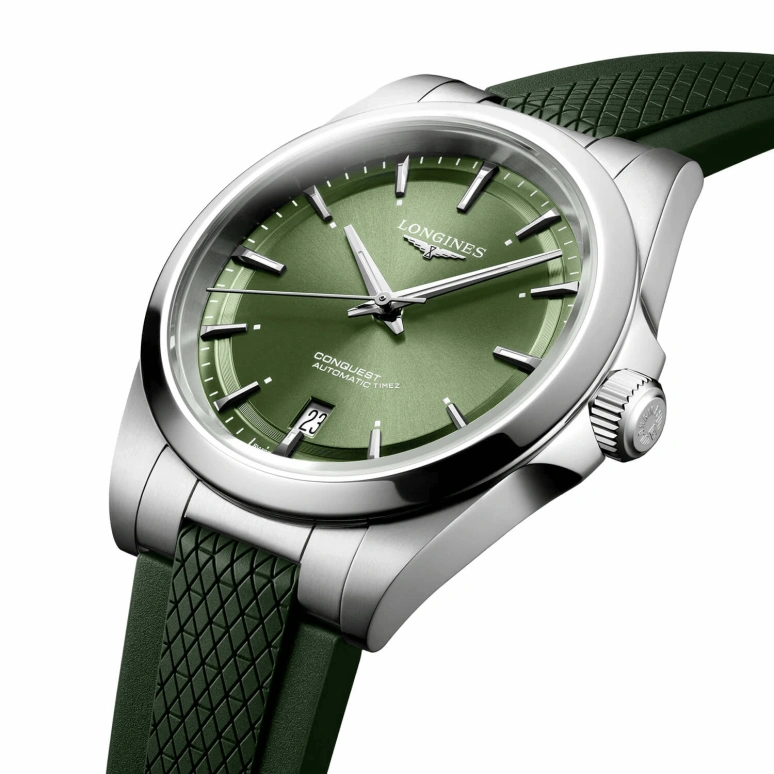 Longines,Conquest 41mm,41mm,Stainless Steel,Olive Green,Automatic,Day,64hours,L3,L3.830.4.02.9