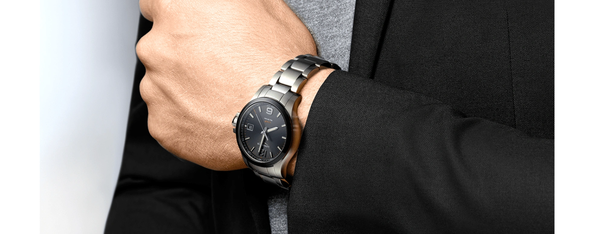 Longines,Conquest V.H.P. 41mm,41mm,Ceramic,Stainless Steel,Black,Quartz,Date,In-house Caliber,L3,L3.719.4.56.6