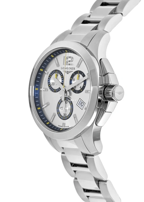 Longines,Conquest 36mm,36mm,Stainless Steel,Silver,Quartz,Chronograph,Day,L3,L3.379.4.78.6
