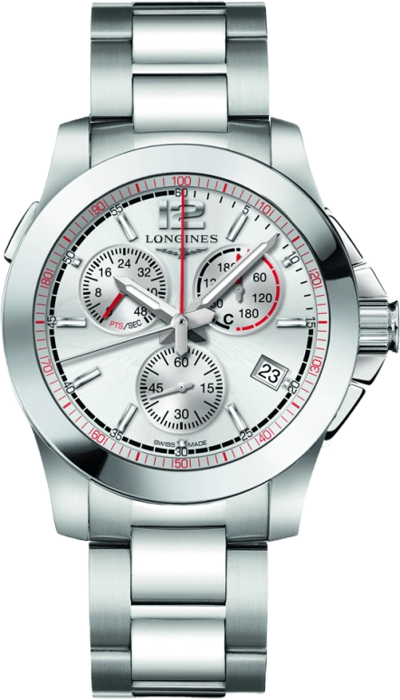 Longines,Conquest 41mm,41mm,Stainless Steel,Silver,Quartz,Chronograph,Date,Rattrapante,L3,L3.701.4.76.6