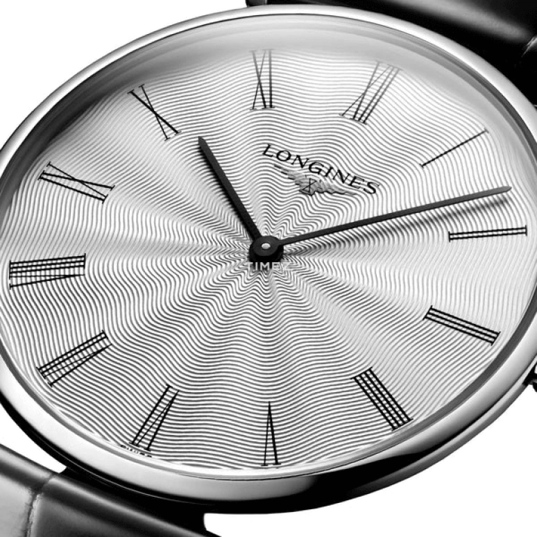 Longines,Elegant 36mm,36mm,Stainless Steel,Black,Silver,Quartz,In-house Caliber,Sapphire,L4,L4.755.4.71.2