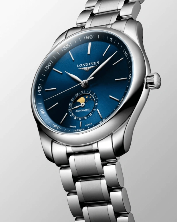 Longines,Master 40mm,40mm,Stainless Steel,Blue,Automatic,Moonphase,Day,L2,L2.909.4.92.6
