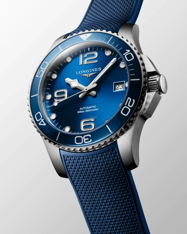 Longines,HydroConquest 39mm,39mm,Ceramic,Stainless Steel,Blue,Automatic,Date,64hours,L3,L3.780.4.96.9