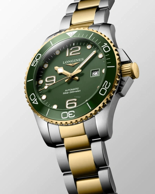 Longines,HydroConquest 43mm,43mm,Ceramic,Stainless Steel,Green,Automatic,Date,64hours,L3,L3.782.3.06.7