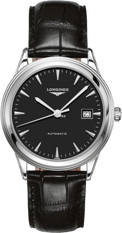 Longines,Flagship 38.50mm,38.50mm,Stainless Steel,Black,Automatic,Day,65hours,L4,L4.974.4.52.2