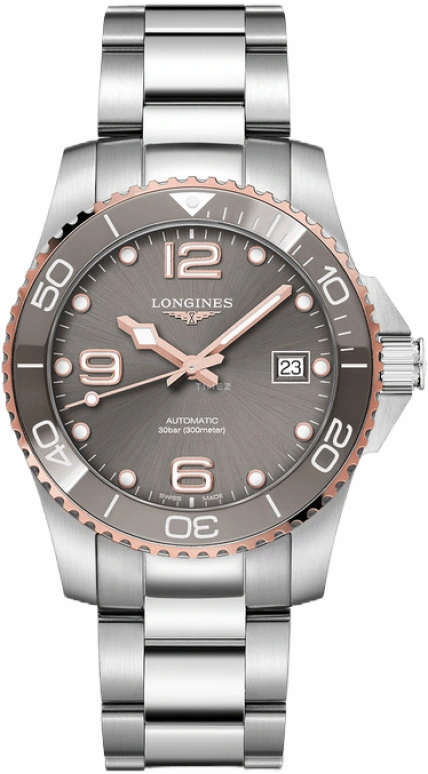 Longines,HydroConquest 39mm,39mm,Ceramic,Stainless Steel,Grey,Automatic,Date,64hours,L3,L3.780.3.78.6